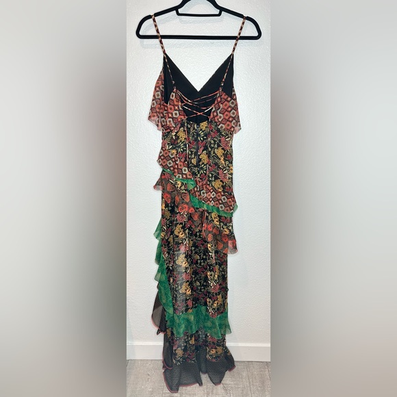 LIKE NEW ALICE + OLIVIA Laverne Asymmetric Ruffled Dress 0-2 Extra Small Floral - Picture 7 of 13